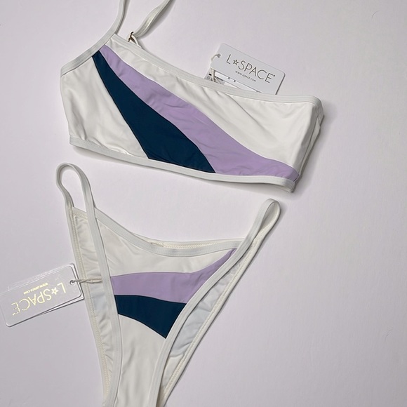 L*Space Swim Set Daybreak Bottom Bitsy and Top Slate/lily/cream Small - Picture 3 of 7